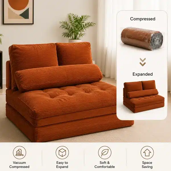 Foldable Compressed Sofa Bed – Soft & Space-Saving Floor Seating